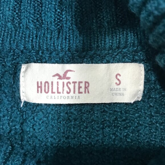 Hollister Sweater Women's Small Green Pullover Turtleneck Waffle Knit Keyhole - Picture 3 of 12